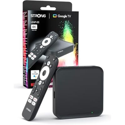 Strong Leap S3, Android Google TV, Streamingbox, 4K, HDR, Dolby Vision, Dolby Atmos, Chromecast, Google spraakassistent, Netflix, Disney +, Prime, wifi, LAN, bluetooth Strong Leap S3, Android Google TV, Streamingbox, 4K, HDR, Dolby Vision, Dolby Atmos, Chromecast, Google spraakassistent, Netflix, Disney +, Prime, wifi, LAN, bluetooth