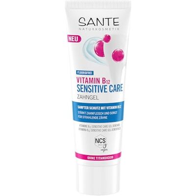 Sante Naturkosmetik Vitamine B12 Sensitive Care tandgel, 75 ml, met zeezout, xylitol en vitamine B12, veganistisch, fluoridevrij en titaandioxide, tandverzorging voor het tandvlees Sante Naturkosmetik Vitamine B12 Sensitive Care tandgel, 75 ml, met zeezout, xylitol en vitamine B12, veganistisch, fluoridevrij en titaandioxide, tandverzorging voor het tandvlees