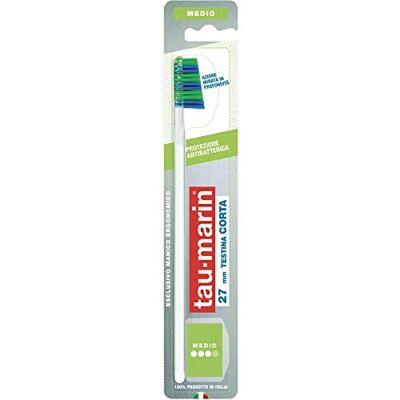 tau-marin Professionele tandenborstel 27, middelgrote borstelharen, korte kop 27 mm, antibacteriële bescherming, 100% Made in Italy tau-marin Professionele tandenborstel 27, middelgrote borstelharen, korte kop 27 mm, antibacteriële bescherming, 100% Made in Italy