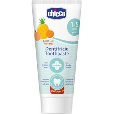 Chicco Tandpasta voor kinderen, alle vruchten, lage slijtage, met betaïne en vitamine E, contrasteert de vorming van cariës en verwijdert tandplak, 12 maanden 50 ml Chicco Tandpasta voor kinderen, alle vruchten, lage slijtage, met betaïne en vitamine E, contrasteert de vorming van cariës en verwijdert tandplak, 12 maanden 50 ml