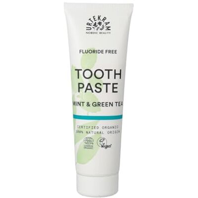 Urtekram Biologische tandpasta met munt en groene thee zonder gang (1 x 75 ml) Urtekram Biologische tandpasta met munt en groene thee zonder gang (1 x 75 ml)