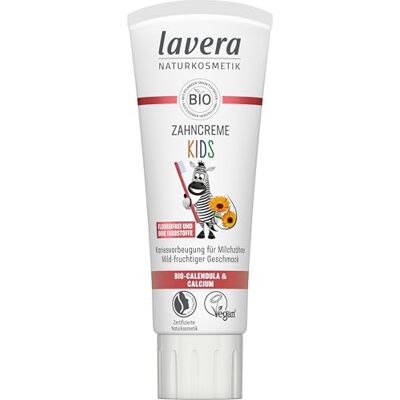 lavera Kids Tandpasta, fluoridevrij, zonder kleurstoffen, beschermt melktanden, zacht en fruitig, biologische calendula en calcium, veganistisch, 75 ml lavera Kids Tandpasta, fluoridevrij, zonder kleurstoffen, beschermt melktanden, zacht en fruitig, biologische calendula en calcium, veganistisch, 75 ml