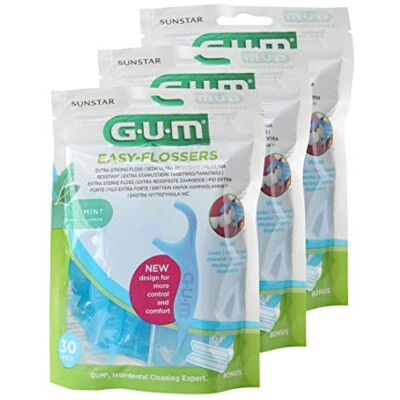 GUM Easy Flosser Tanddraad met houder, 3 verpakkingen à 30 stuks GUM Easy Flosser Tanddraad met houder, 3 verpakkingen à 30 stuks