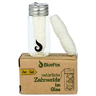 BlueFox Duurzame tanddraad, plasticvrij, veganistische tanddraad van maïsvezel in glas, met natuurlijke plantaardige was, plasticvrij, 2 x 30 m, duurzame tandverzorging, navulling BlueFox Duurzame tanddraad, plasticvrij, veganistische tanddraad van maïsvezel in glas, met natuurlijke plantaardige was, plasticvrij, 2 x 30 m, duurzame tandverzorging, navulling