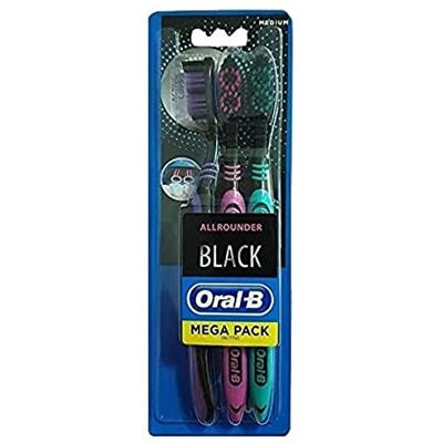 Oral-B Allrounder handtandenborstel, maat M, zwart, 3 stuks Oral-B Allrounder handtandenborstel, maat M, zwart, 3 stuks