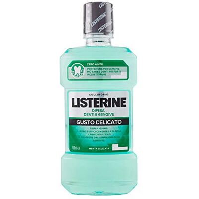 Listerine , Mondspoeling, tand- en tandvleesafweer, delicate smaak, geen alcohol, drievoudige werking, sterkere tanden, gezonder tandvlees, delicate munt, 500 ml Listerine , Mondspoeling, tand- en tandvleesafweer, delicate smaak, geen alcohol, drievoudige werking, sterkere tanden, gezonder tandvlees, delicate munt, 500 ml