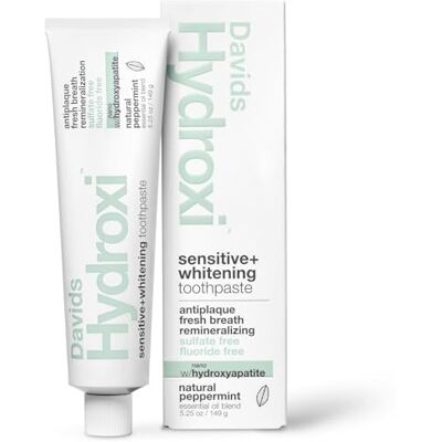Davids Nano Hydroxyapatiet Natural Toothpaste, Sensitive, Whitening, Enamel Health, Fluoride Free, SLS Free, Peppermint, 5,25 oz metalen buis, inclusief buisrol Davids Nano Hydroxyapatiet Natural Toothpaste, Sensitive, Whitening, Enamel Health, Fluoride Free, SLS Free, Peppermint, 5,25 oz metalen buis, inclusief buisrol