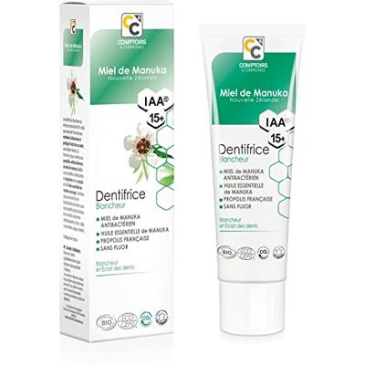 Comptoirs et Compagnies Manuka Honing Whitening tandpasta IAA15+ – beschermt de glans van de tanden – fluorvrij en biologisch gecertificeerd – 75 ml Comptoirs et Compagnies Manuka Honing Whitening tandpasta IAA15+ – beschermt de glans van de tanden – fluorvrij en biologisch gecertificeerd – 75 ml