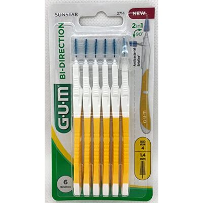 GUM Bi-DIRECTION ISO 4 Reinigingsborstel voor achter-/voortanden, diameter 1,4 mm, 6 stuks GUM Bi-DIRECTION ISO 4 Reinigingsborstel voor achter-/voortanden, diameter 1,4 mm, 6 stuks