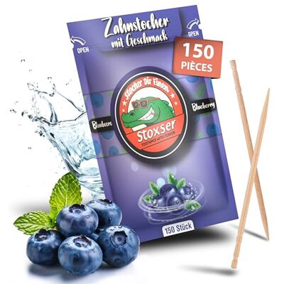 Stoxser Tandenstokers, 150 stuks, bosbessensmaak, revolutie, tandenstokers, kauwgomvrij, voor tandpasta, ontkalker, tandzijde, suikervrij Stoxser Tandenstokers, 150 stuks, bosbessensmaak, revolutie, tandenstokers, kauwgomvrij, voor tandpasta, ontkalker, tandzijde, suikervrij
