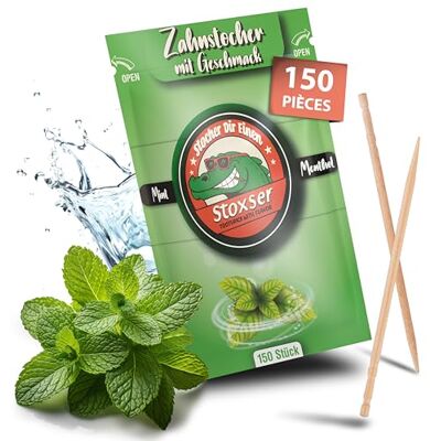 Stoxser Tandenstokers met muntsmaak, 150 stuks, tandenstokers, revolutiesmaak, tandenstokers, kauwgomvrij, geschikt voor tandpasta, ontkalker, tandzijde, tandzijde, suikervrij Stoxser Tandenstokers met muntsmaak, 150 stuks, tandenstokers, revolutiesmaak, tandenstokers, kauwgomvrij, geschikt voor tandpasta, ontkalker, tandzijde, tandzijde, suikervrij