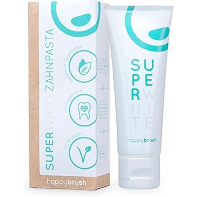 happybrush ® SuperWhite+Protect Veganistische tandpasta met muntsmaak, witmakende tandpasta voor witte tanden, 5 x 75 ml happybrush ® SuperWhite+Protect Veganistische tandpasta met muntsmaak, witmakende tandpasta voor witte tanden, 5 x 75 ml