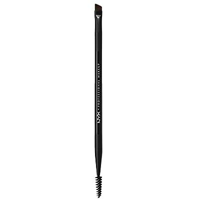 NYX PROFESSIONAL MAKEUP Pro dubbele wenkbrauwborstel met kwast en afgeschuinde kwast, zwart NYX PROFESSIONAL MAKEUP Pro dubbele wenkbrauwborstel met kwast en afgeschuinde kwast, zwart