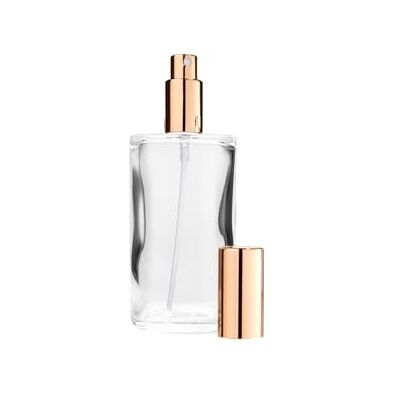 FANTASIA Lege parfumfles met verstuiverpomp, 100ml, ovale transparante glazen fles om zelf te vullen, met parfumverstuiver en gouden dop, tot 100 ml navulbaar FANTASIA Lege parfumfles met verstuiverpomp, 100ml, ovale transparante glazen fles om zelf te vullen, met parfumverstuiver en gouden dop, tot 100 ml navulbaar