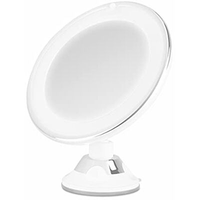 Orbegozo ESP 1010 Cosmetische spiegel met ledlicht, 360 graden verstelbaar, 10-voudige vergroting, verstelbare zuignap, optisch glas, werkt op batterijen, grijs, wit Orbegozo ESP 1010 Cosmetische spiegel met ledlicht, 360 graden verstelbaar, 10-voudige vergroting, verstelbare zuignap, optisch glas, werkt op batterijen, grijs, wit