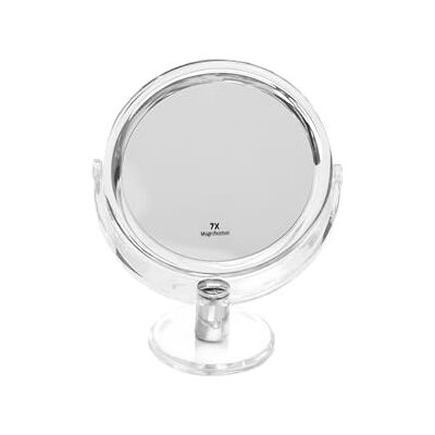 FANTASIA Ronde staande spiegel dubbelzijdig, normaal en 7 x vergroting, make-upspiegel Ø 16 cm, hoogte 22 cm, metaal/acryl FANTASIA Ronde staande spiegel dubbelzijdig, normaal en 7 x vergroting, make-upspiegel Ø 16 cm, hoogte 22 cm, metaal/acryl