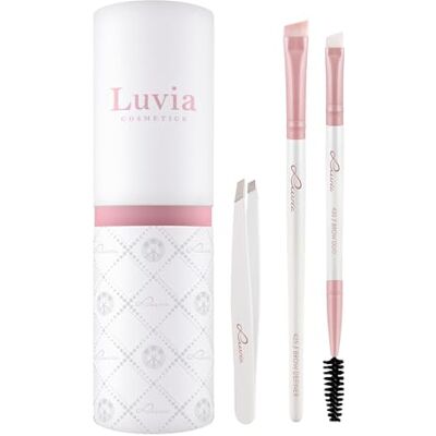 Luvia Cosmetics Luvia Prime Brow Kit Make-upkwastenset, 2 veganistische make-upkwasten met pincet, make-upkwasten Luvia Cosmetics Luvia Prime Brow Kit Make-upkwastenset, 2 veganistische make-upkwasten met pincet, make-upkwasten