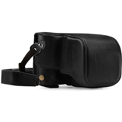 MegaGear Leica Q-P, Q (type 116) Ever Ready beschermhoes van echt leer met schouderriem, zwart., Modern MegaGear Leica Q-P, Q (type 116) Ever Ready beschermhoes van echt leer met schouderriem, zwart., Modern