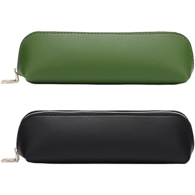 MEMOFYND 2 stuks leren pennenetui, klein, ultradun, klein etui, kleine opbergtas, make-uptas (groen, zwart), groen, etui, Groen, Pennenetui MEMOFYND 2 stuks leren pennenetui, klein, ultradun, klein etui, kleine opbergtas, make-uptas (groen, zwart), groen, etui, Groen, Pennenetui