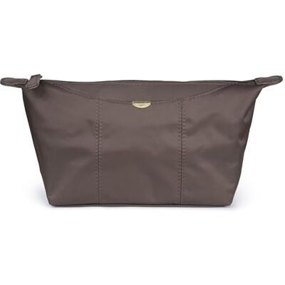 KINSTON Grote toilettas van textiel, waterdicht, make-uptas voor op reis, Bruine etui, Klassiek KINSTON Grote toilettas van textiel, waterdicht, make-uptas voor op reis, Bruine etui, Klassiek