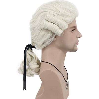 VGbeaty Lange pruik, beige, golvend, krullend, voor mannen en vrouwen, koloniale pruik, rechter, advocaat, nobel, barok, renaissance, voor carnaval, Halloween, cosplay, kostuum, party VGbeaty Lange pruik, beige, golvend, krullend, voor mannen en vrouwen, koloniale pruik, rechter, advocaat, nobel, barok, renaissance, voor carnaval, Halloween, cosplay, kostuum, party