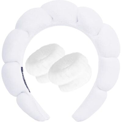 DRESHOW Gezichtswassen Spa Hoofdband Set Zachte badstof Manchetten Voor Make-up en Huidverzorging Antislip Hoofdband voor Vrouwen Eén maat DRESHOW Gezichtswassen Spa Hoofdband Set Zachte badstof Manchetten Voor Make-up en Huidverzorging Antislip Hoofdband voor Vrouwen Eén maat