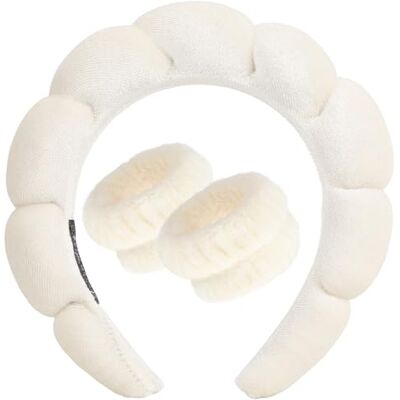 DRESHOW Gezichtswassen Spa Hoofdband Set Zachte badstof Manchetten Voor Make-up en Huidverzorging Antislip Hoofdband voor Vrouwen Eén maat DRESHOW Gezichtswassen Spa Hoofdband Set Zachte badstof Manchetten Voor Make-up en Huidverzorging Antislip Hoofdband voor Vrouwen Eén maat