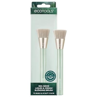 EcoTools Sea Gems Liquid & Cream Blending Brush, Foundation, Contour & Blush Makeup Brush voor Smooth Buildable Coverage, Duurzaam Design, Vegan & Cruelty-Free, 1 Count EcoTools Sea Gems Liquid & Cream Blending Brush, Foundation, Contour & Blush Makeup Brush voor Smooth Buildable Coverage, Duurzaam Design, Vegan & Cruelty-Free, 1 Count