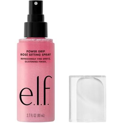 e.l.f. Power Grip Rosé Setting Spray, fixeert make-up voor langdurige grip en een goede heldere afwerking, bevat niacinamide, veganistisch en dierproefvrij e.l.f. Power Grip Rosé Setting Spray, fixeert make-up voor langdurige grip en een goede heldere afwerking, bevat niacinamide, veganistisch en dierproefvrij