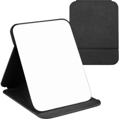 WISYOK Opvouwbare make-upspiegel, van PU-leer, 16 x 12 cm, afgeronde randen Make-upspiegel op voet, super HD, draagbare tafelspiegel, reisspiegel, make-upspiegel met multi-hoekinstelling WISYOK Opvouwbare make-upspiegel, van PU-leer, 16 x 12 cm, afgeronde randen Make-upspiegel op voet, super HD, draagbare tafelspiegel, reisspiegel, make-upspiegel met multi-hoekinstelling