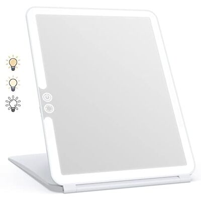 WEILY Make-upspiegel met 72 ledlampen, oplaadbare make-upspiegel voor op reis, dimbaar touchscreen, 3 kleuren verlichting, verlichte spiegel voor WEILY Make-upspiegel met 72 ledlampen, oplaadbare make-upspiegel voor op reis, dimbaar touchscreen, 3 kleuren verlichting, verlichte spiegel voor