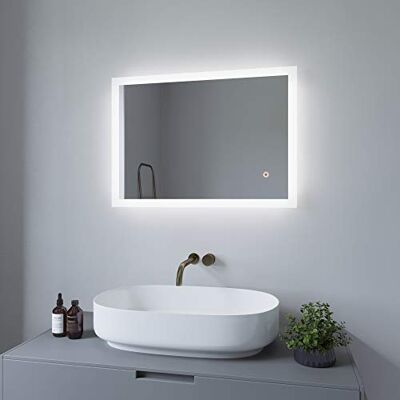 AQUABATOS LED badkamerspiegel 50 x 70 cm met verlichting verlichte spiegel badkamerspiegel badkamerspiegel aanraakschakelaar kleurtemperatuur: koud wit 6400K IP44 CE AQUABATOS LED badkamerspiegel 50 x 70 cm met verlichting verlichte spiegel badkamerspiegel badkamerspiegel aanraakschakelaar kleurtemperatuur: koud wit 6400K IP44 CE