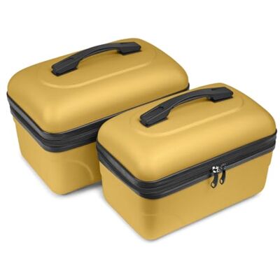 KINSTON Set van 2 grote make-uptas – harde make-uptas – cosmetische toilettas met handvat, reisorganizer, grote capaciteit, Geel., Klassiek KINSTON Set van 2 grote make-uptas – harde make-uptas – cosmetische toilettas met handvat, reisorganizer, grote capaciteit, Geel., Klassiek