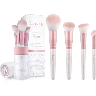 Luvia Cosmetics Luvia make-upkwastenset, Flawless Face Set, 4 veganistische cosmetische kwasten, make-upkwasten Luvia Cosmetics Luvia make-upkwastenset, Flawless Face Set, 4 veganistische cosmetische kwasten, make-upkwasten