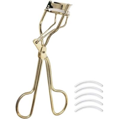 Beter Gouden wimperkruller met siliconen pads, professionele wimperkruller, met 5 reservebanden, zeer sterk staal, oogmake-up Beter Gouden wimperkruller met siliconen pads, professionele wimperkruller, met 5 reservebanden, zeer sterk staal, oogmake-up