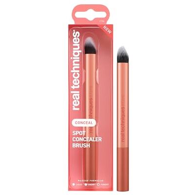 REAL TECHNIQUES Spot Concealer Brush, Precision Makeup Brush voor Targeted Coverage of Blemishes, Redness & Detailgebieden, voor Liquid & Cream Concealer, UltraPlush Bristles, Cruelty-Free, 1 Count REAL TECHNIQUES Spot Concealer Brush, Precision Makeup Brush voor Targeted Coverage of Blemishes, Redness & Detailgebieden, voor Liquid & Cream Concealer, UltraPlush Bristles, Cruelty-Free, 1 Count