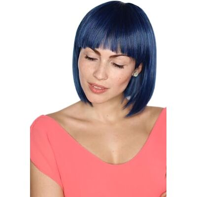 Prettyland Korte pruik voor dames, mat, natuurlijk als echt haar, kleur: blauw/zwart, C442 Prettyland Korte pruik voor dames, mat, natuurlijk als echt haar, kleur: blauw/zwart, C442