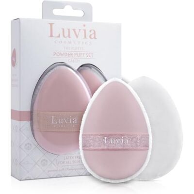 Luvia Cosmetics The Puffys 2 stuks dubbelzijdige make-upkwastjes, omkeerbare elastische band, professionele pompon voor vloeibare en poedertexturen in wit en roze Luvia Cosmetics The Puffys 2 stuks dubbelzijdige make-upkwastjes, omkeerbare elastische band, professionele pompon voor vloeibare en poedertexturen in wit en roze