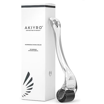 AKIYRO Dermaroller 0,30 mm 192 micronaalden roller met opbergdoos voor gezicht, baard, hoofdhuid en lichaam Huidverzorging thuis voor mannen en vrouwen (zwart) AKIYRO Dermaroller 0,30 mm 192 micronaalden roller met opbergdoos voor gezicht, baard, hoofdhuid en lichaam Huidverzorging thuis voor mannen en vrouwen (zwart)
