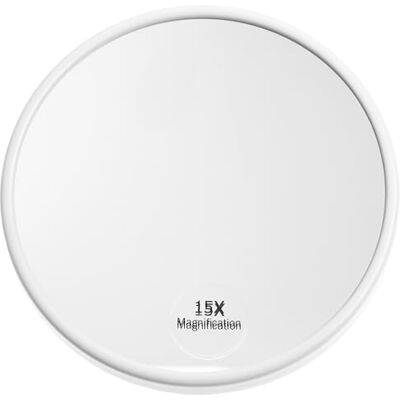 FANTASIA Cosmeticaspiegel met 15x vergroting, rond, diameter 13 cm, met zuignap, voor thuis en onderweg, binnendiameter 12 cm FANTASIA Cosmeticaspiegel met 15x vergroting, rond, diameter 13 cm, met zuignap, voor thuis en onderweg, binnendiameter 12 cm