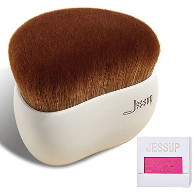 Jessup Make-upkwast, Kabuki foundationkwast, platte blushkwast voor gezicht, foundationkwast, vloeibaar poeder, voor het mengen van polijstpunten met geschenkdoos, lichtgrijs SF002 Jessup Make-upkwast, Kabuki foundationkwast, platte blushkwast voor gezicht, foundationkwast, vloeibaar poeder, voor het mengen van polijstpunten met geschenkdoos, lichtgrijs SF002