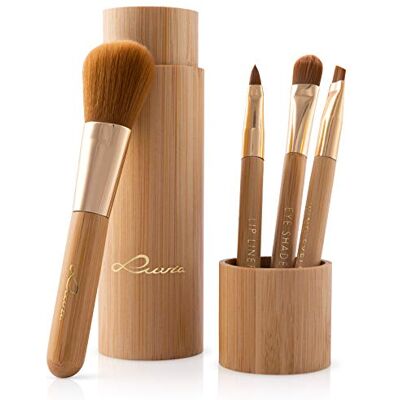 Luvia Cosmetics Luvia Bamboo's Make-upkwastenset van echt bamboe met houder en opslag van kwasten in goud, veganistisch en zonder dierproeven, ideaal cadeau voor Kerstmis Luvia Cosmetics Luvia Bamboo's Make-upkwastenset van echt bamboe met houder en opslag van kwasten in goud, veganistisch en zonder dierproeven, ideaal cadeau voor Kerstmis