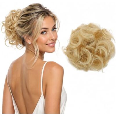 CAISHA PRETTYSHOP XL haarstukje Chouchou voor het verkrijgen van volumineus opgedaan haar, krullen, knot, platinablond, G11E CAISHA PRETTYSHOP XL haarstukje Chouchou voor het verkrijgen van volumineus opgedaan haar, krullen, knot, platinablond, G11E
