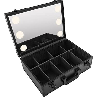 HIKUUER Make-uptas voor op reis met led-spiegel, 42 x 30 x 15 cm, met USB-sleuf, 3 helderheidskleuren, met verstelbare draagbaarheid HIKUUER Make-uptas voor op reis met led-spiegel, 42 x 30 x 15 cm, met USB-sleuf, 3 helderheidskleuren, met verstelbare draagbaarheid