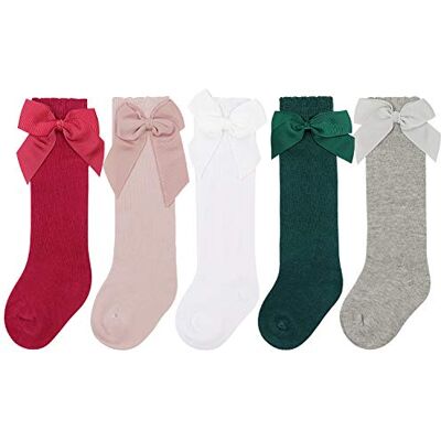 DRESHOW Chaussettes Hautes Pour Bébé Fille Chaussettes Habillées Pour Tout-petit Chaussettes Bébé en Coton Avec Nœud 3-12 maanden DRESHOW Chaussettes Hautes Pour Bébé Fille Chaussettes Habillées Pour Tout-petit Chaussettes Bébé en Coton Avec Nœud 3-12 maanden