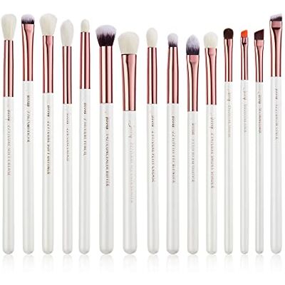 Jessup 15-delige set oogmake-up kwasten mix oogschaduw eyeliner wenkbrauwen natuurlijk synthetisch haar wit roségoud T217 Jessup 15-delige set oogmake-up kwasten mix oogschaduw eyeliner wenkbrauwen natuurlijk synthetisch haar wit roségoud T217