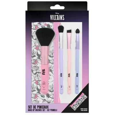 Disney VILLAINS Set van 4 make-upkwasten Les Méchants, Ursula, Malefique, Cruella d' Make-upset met opbergtas Officieel product Disney VILLAINS Set van 4 make-upkwasten Les Méchants, Ursula, Malefique, Cruella d' Make-upset met opbergtas Officieel product