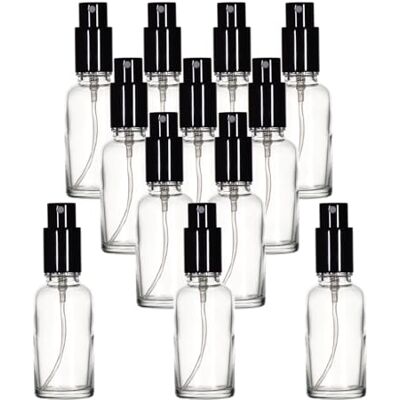 YIZHAO 30ml Transparante Boston Glazen Flessen, met Zwarte Fijne Mistspuiten, voor Etherische Oliën, Reiniging, Parfum, Reisvloeistof, Make-up, Draagbare Cosmetische Fles-12 Stuks YIZHAO 30ml Transparante Boston Glazen Flessen, met Zwarte Fijne Mistspuiten, voor Etherische Oliën, Reiniging, Parfum, Reisvloeistof, Make-up, Draagbare Cosmetische Fles-12 Stuks