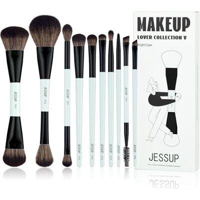 Jessup Make-upkwasten, dubbel opzetstuk, 10 stuks, gezichts- en oogkwast Jessup Make-upkwasten, dubbel opzetstuk, 10 stuks, gezichts- en oogkwast