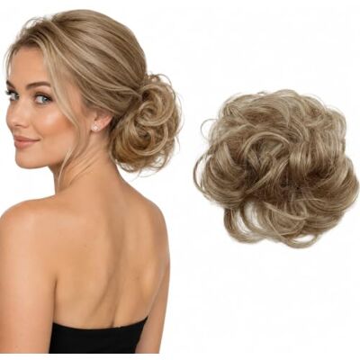 CAISHA Prettyshop Scrunchie pruik, opgestoken haar, opgestoken haar, volumineus krullend, Chignon, aardbei, blond, mix, G13A CAISHA Prettyshop Scrunchie pruik, opgestoken haar, opgestoken haar, volumineus krullend, Chignon, aardbei, blond, mix, G13A